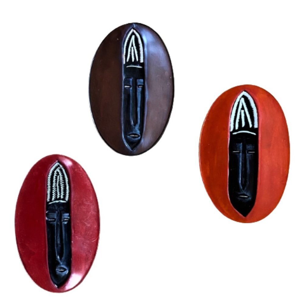 African trinket dishes, set of three earthly strong colours